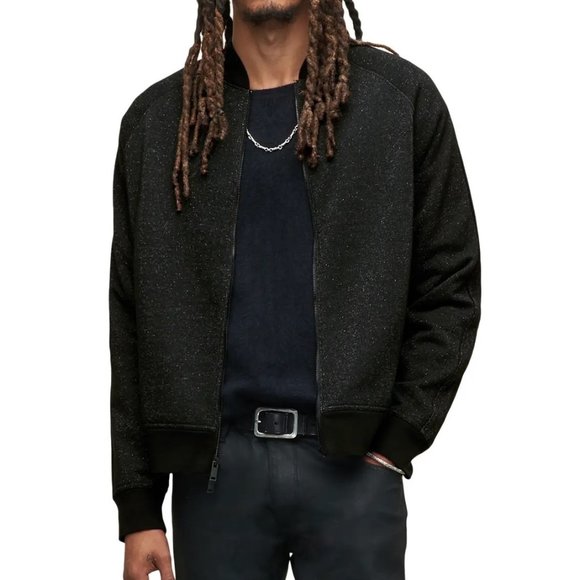 John Varvatos Collection Men's Jude Bomber Jacket Metallic Fiber Shell Black 2XL - Picture 1 of 6